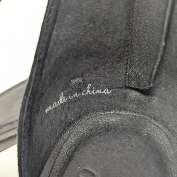 Joie Abbott Ankle Strap Suede Open Toe Heels with Zipper Black Size 38.5 - Picture 5 of 13